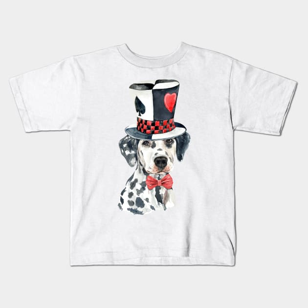 Dapper Tophat Dalmatian Kids T-Shirt by doglovershirts